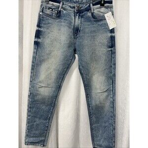 Gas Jeans Men Blue Tapered Premium Denim Atelier Italian Size 32 x 29"